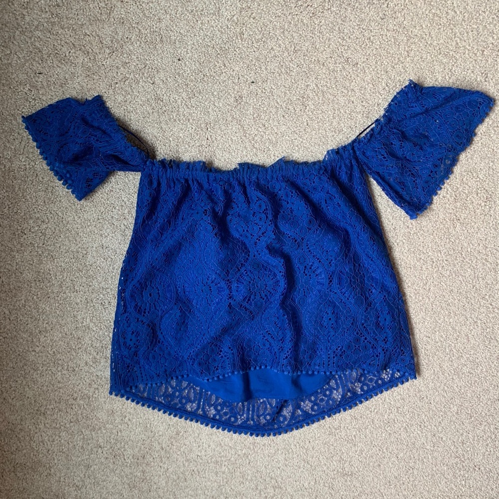 Off the shoulder cotton indigo top